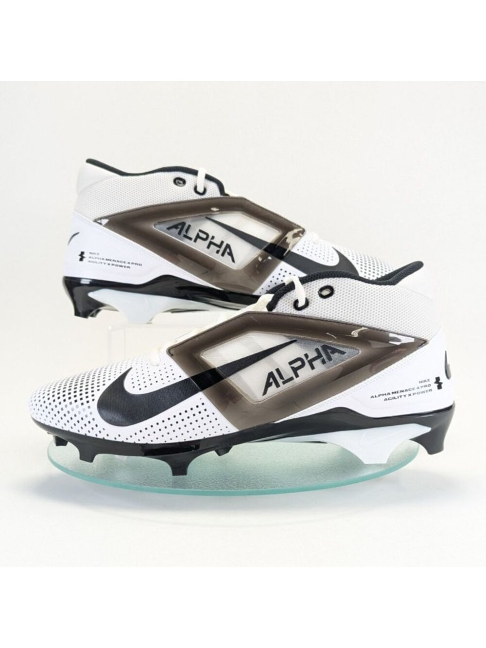 Nike Alpha Menace 4 Pro Football Cleats FZ7702-105 White Black Mens Sz 14 Shoes